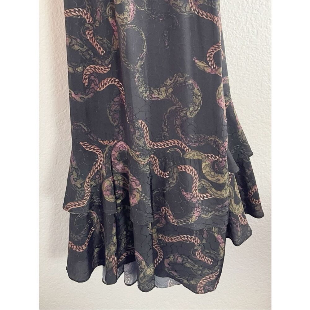AllSaints Delana Tempest Wrap Slip Dress in deep green with snake- print - Picture 7 of 12